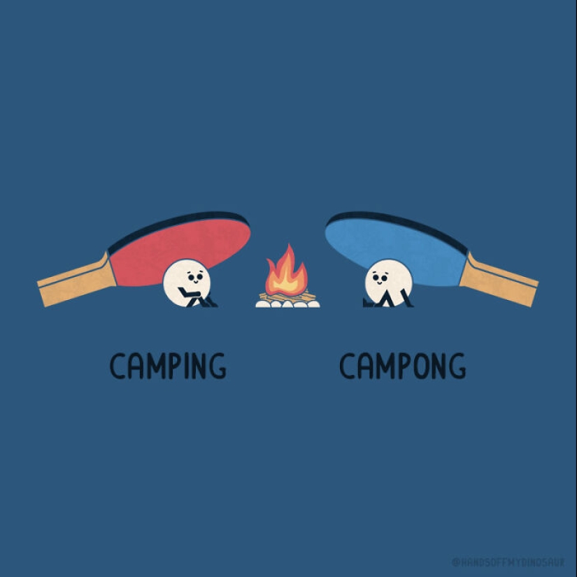 Un divertido giro de palabras: mi serie de 15 ilustraciones punny y sus extravagantes opuestos