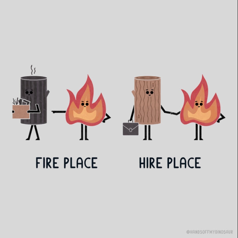 Un divertido giro de palabras: mi serie de 15 ilustraciones punny y sus extravagantes opuestos