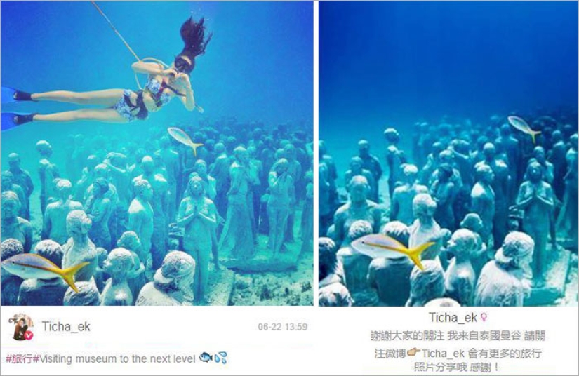 Una azafata popular en Instagram fue sorprendida insertándose en fotos robadas