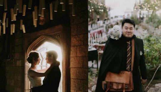 Una boda al estilo de Harry Potter: búhos, un castillo y varitas mágicas