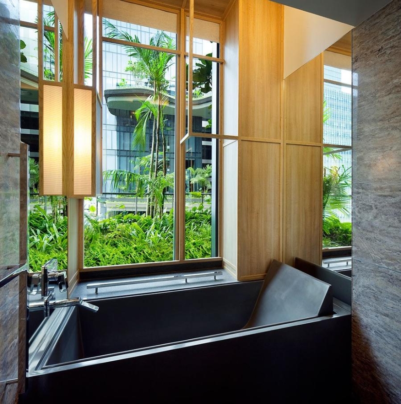 Unique garden on the facade of a hotel in Singapore