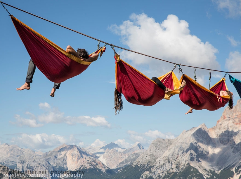 Unusual festival - in hammocks over the abyss