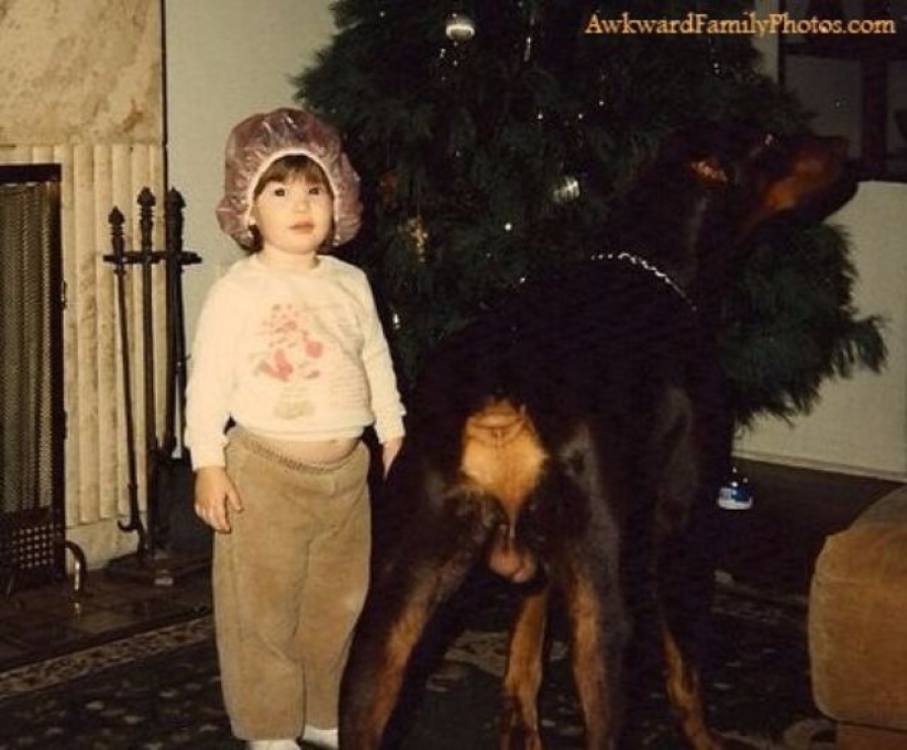 Very strange family photos with pets