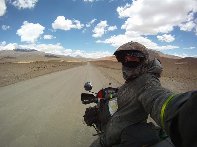 Viaje en moto solo de 82,500 millas