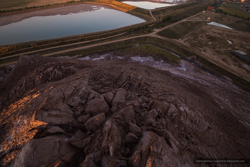 Waste heaps. Soligorsk mountains. Space landscapes of Belarus