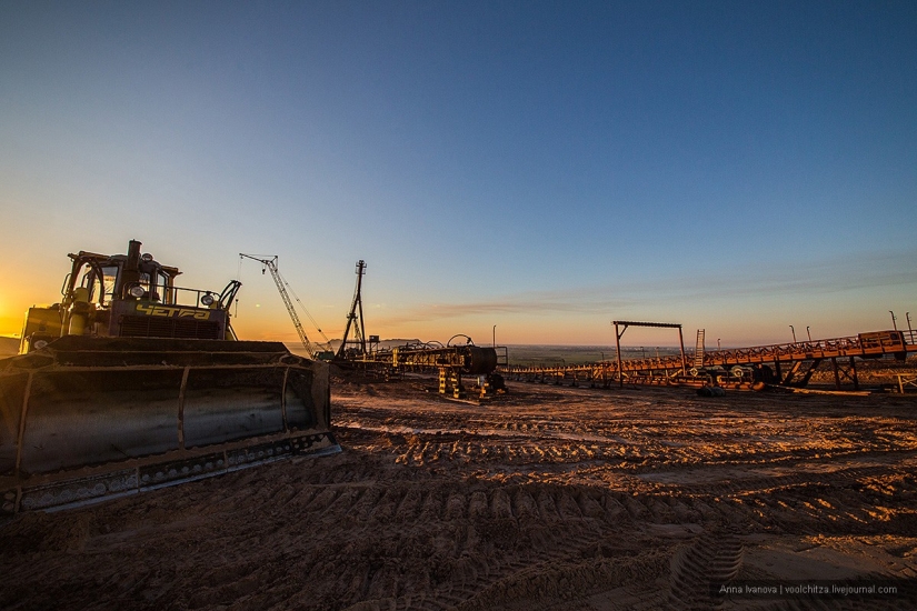 Waste heaps. Soligorsk mountains. Space landscapes of Belarus