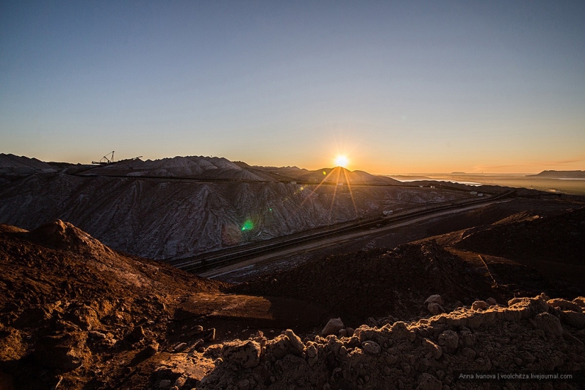 Waste heaps. Soligorsk mountains. Space landscapes of Belarus