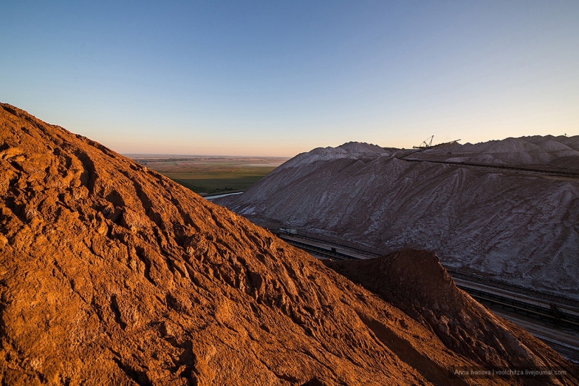 Waste heaps. Soligorsk mountains. Space landscapes of Belarus