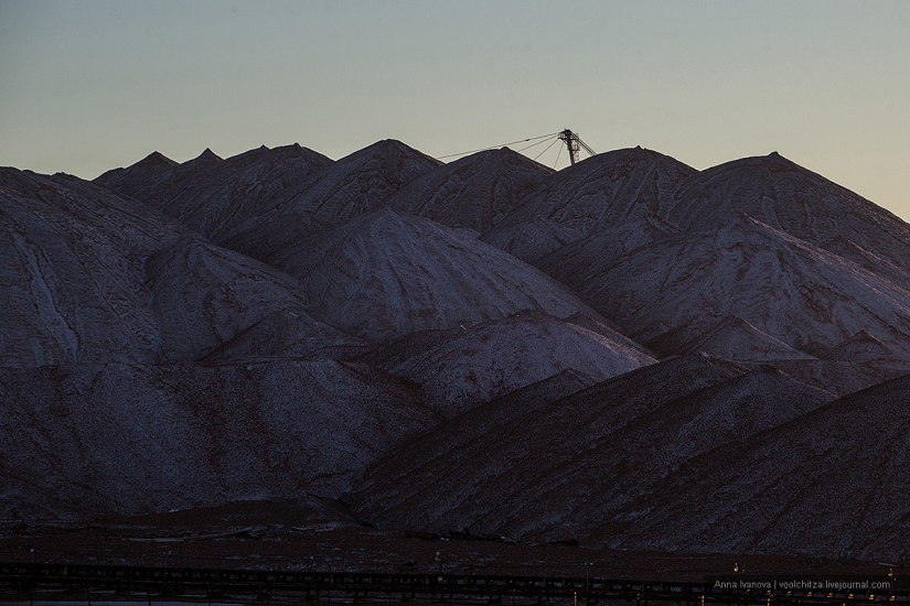 Waste heaps. Soligorsk mountains. Space landscapes of Belarus