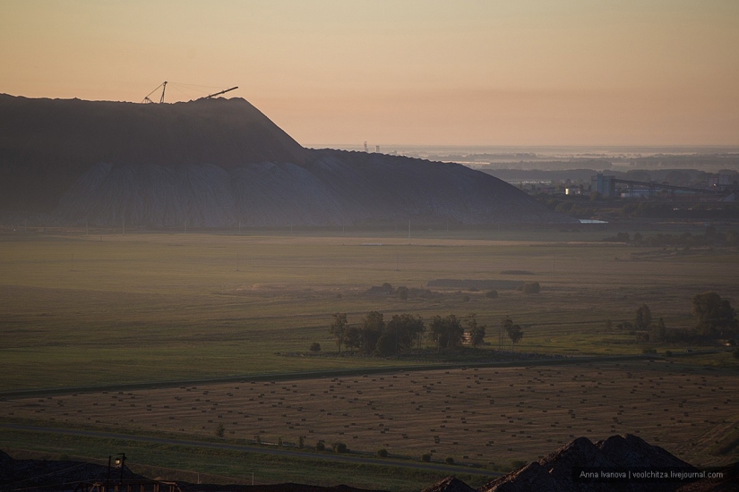 Waste heaps. Soligorsk mountains. Space landscapes of Belarus