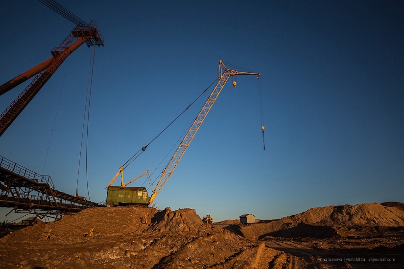 Waste heaps. Soligorsk mountains. Space landscapes of Belarus