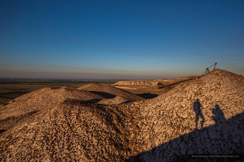 Waste heaps. Soligorsk mountains. Space landscapes of Belarus