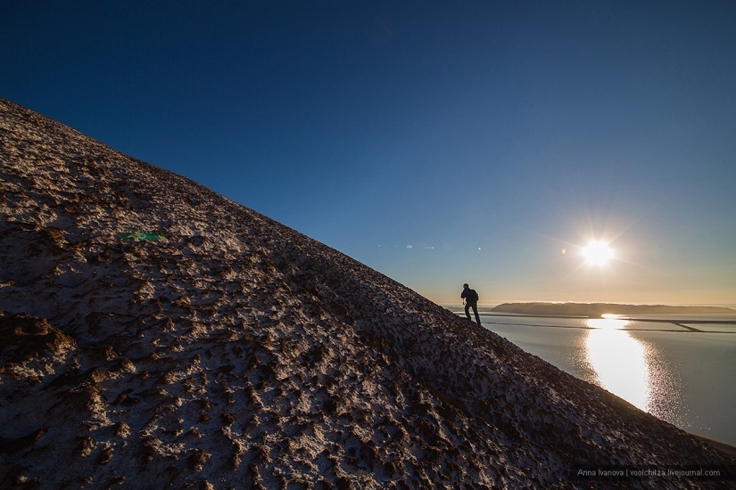 Waste heaps. Soligorsk mountains. Space landscapes of Belarus