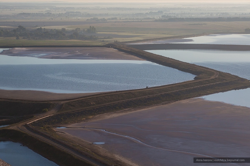 Waste heaps. Soligorsk mountains. Space landscapes of Belarus
