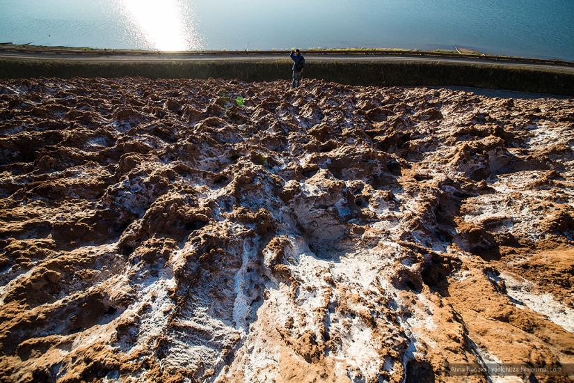 Waste heaps. Soligorsk mountains. Space landscapes of Belarus