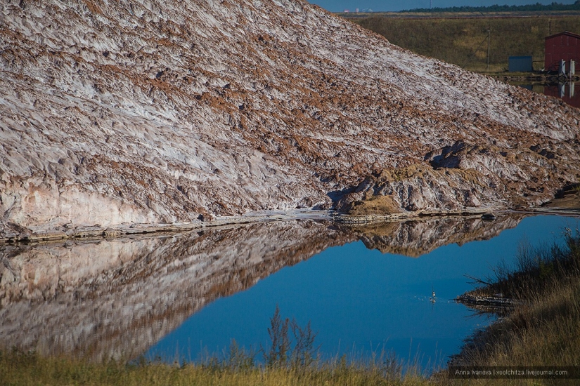 Waste heaps. Soligorsk mountains. Space landscapes of Belarus