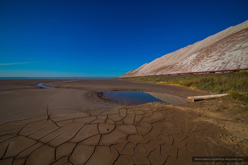 Waste heaps. Soligorsk mountains. Space landscapes of Belarus