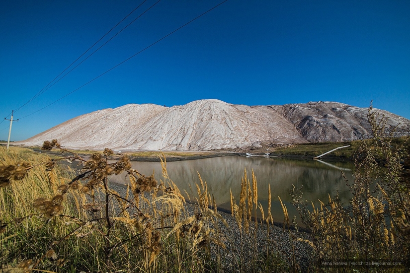 Waste heaps. Soligorsk mountains. Space landscapes of Belarus