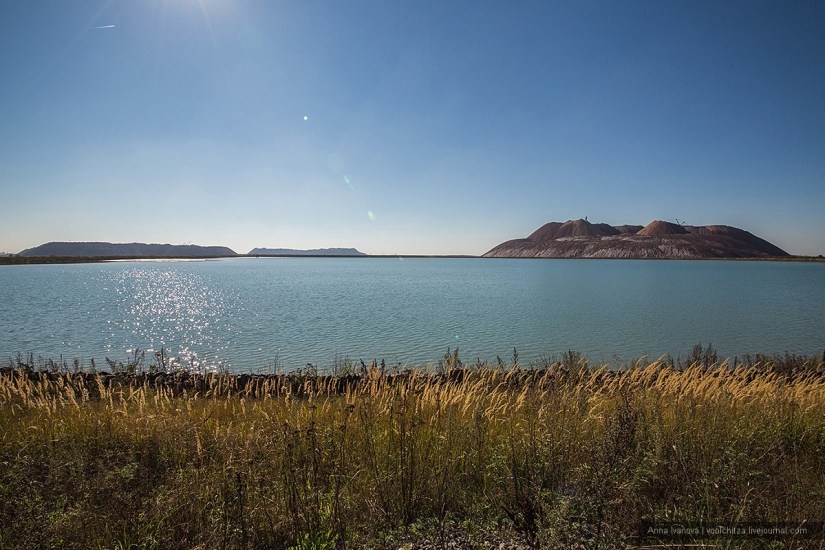 Waste heaps. Soligorsk mountains. Space landscapes of Belarus