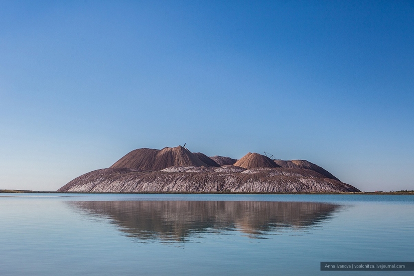 Waste heaps. Soligorsk mountains. Space landscapes of Belarus