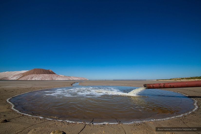 Waste heaps. Soligorsk mountains. Space landscapes of Belarus
