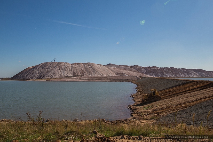 Waste heaps. Soligorsk mountains. Space landscapes of Belarus
