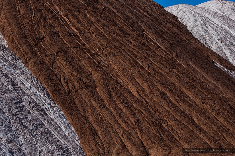 Waste heaps. Soligorsk mountains. Space landscapes of Belarus