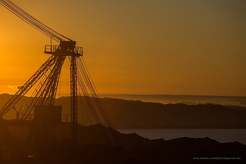 Waste heaps. Soligorsk mountains. Space landscapes of Belarus
