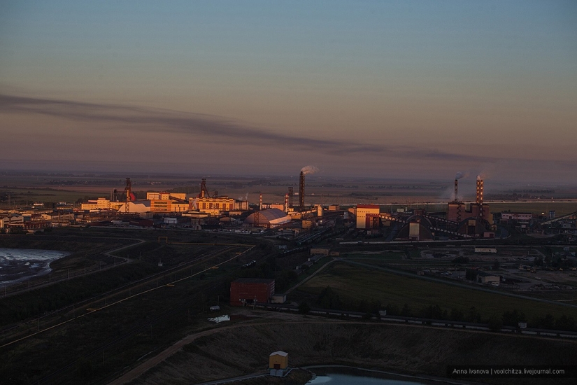 Waste heaps. Soligorsk mountains. Space landscapes of Belarus