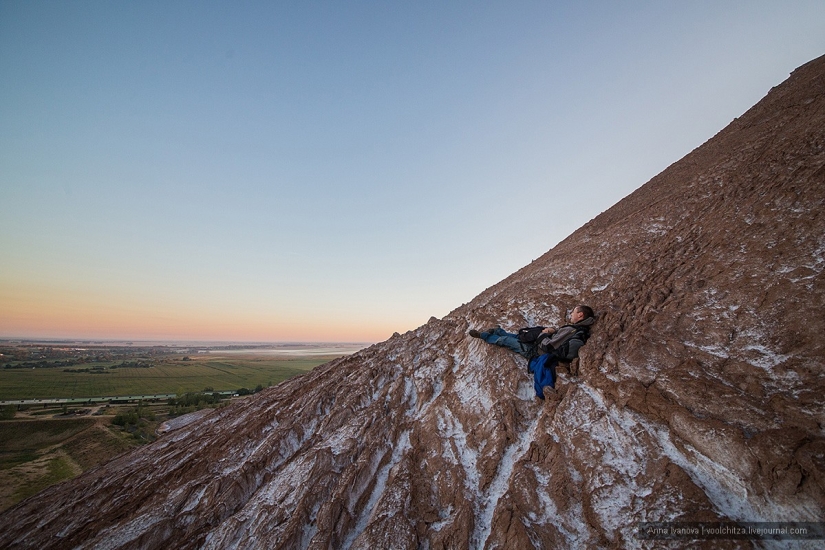 Waste heaps. Soligorsk mountains. Space landscapes of Belarus