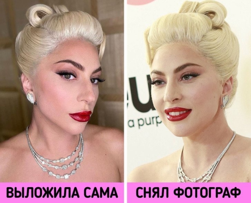 We compared 16 frames posted on social networks by the stars themselves and those taken by photographers. And a little stunned by the difference