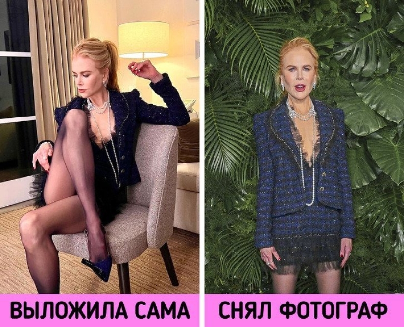 We compared 16 frames posted on social networks by the stars themselves and those taken by photographers. And a little stunned by the difference