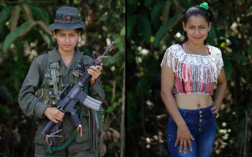 What do the girls who have been serving since adolescence in the rebel group of Colombia look like