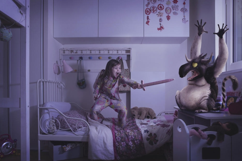 Who is the boss in the house - a funny photo project about children and monsters