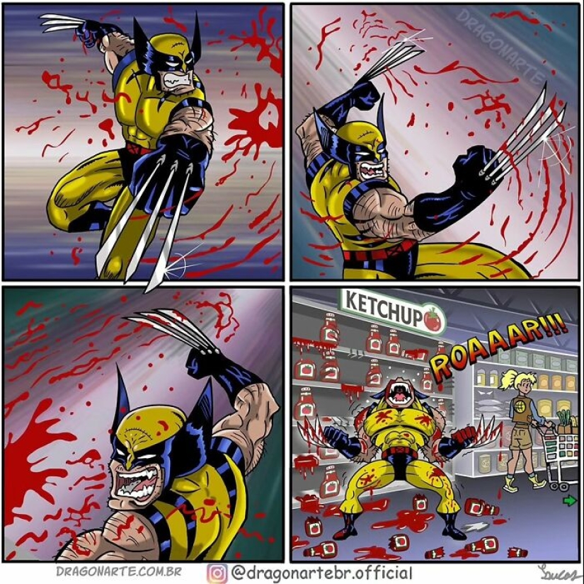 10 escenarios divertidos y relacionables que este artista ha puesto en superhéroes