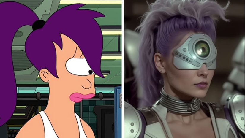 11 Side-By-Side Pics Showing Futurama Characters And Their 80s Sci-Fi Movie Versions