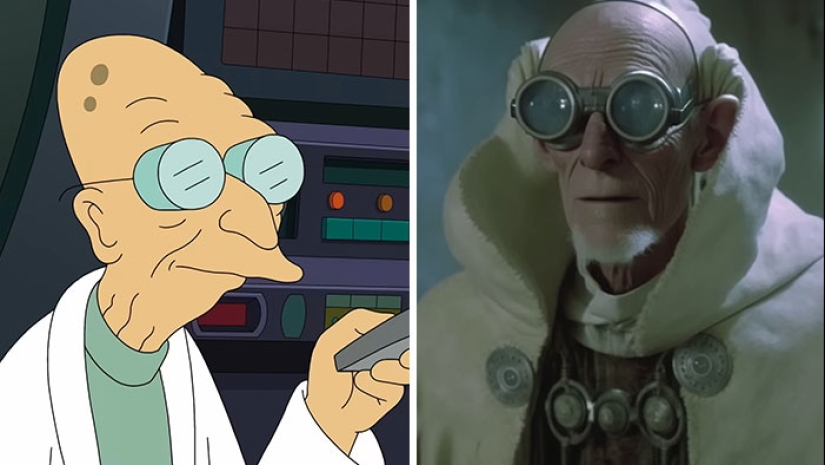 11 Side-By-Side Pics Showing Futurama Characters And Their 80s Sci-Fi Movie Versions