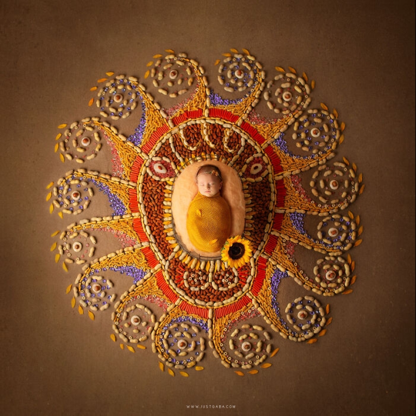 12 fotografías con temática del zodiaco creadas combinando mi amor por los mandalas y la fotografía de recién nacidos
