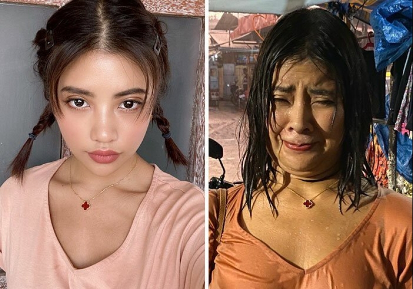 30 best collages "Instagram and reality" from a girl from Thailand 30 best collages "Instagram and reality" from a girl from Thailand