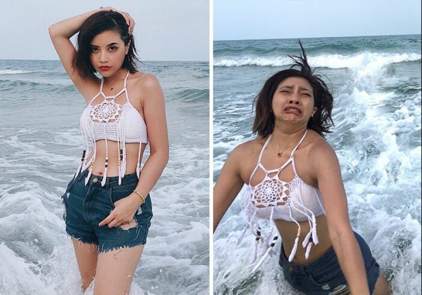 30 best collages "Instagram and reality" from a girl from Thailand 30 best collages "Instagram and reality" from a girl from Thailand