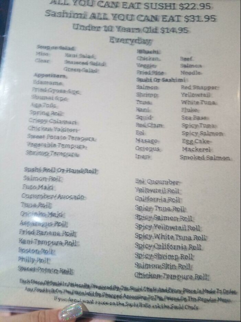 30 examples when you want to leave a restaurant, barely looking at the menu