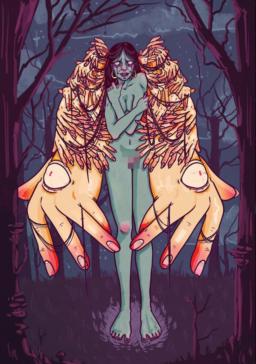 33 ilustraciones que combinan imágenes espeluznantes con detalles relajantes de este talentoso artista 33 ilustraciones que combinan imágenes espeluznantes con detalles relajantes de este talentoso artista