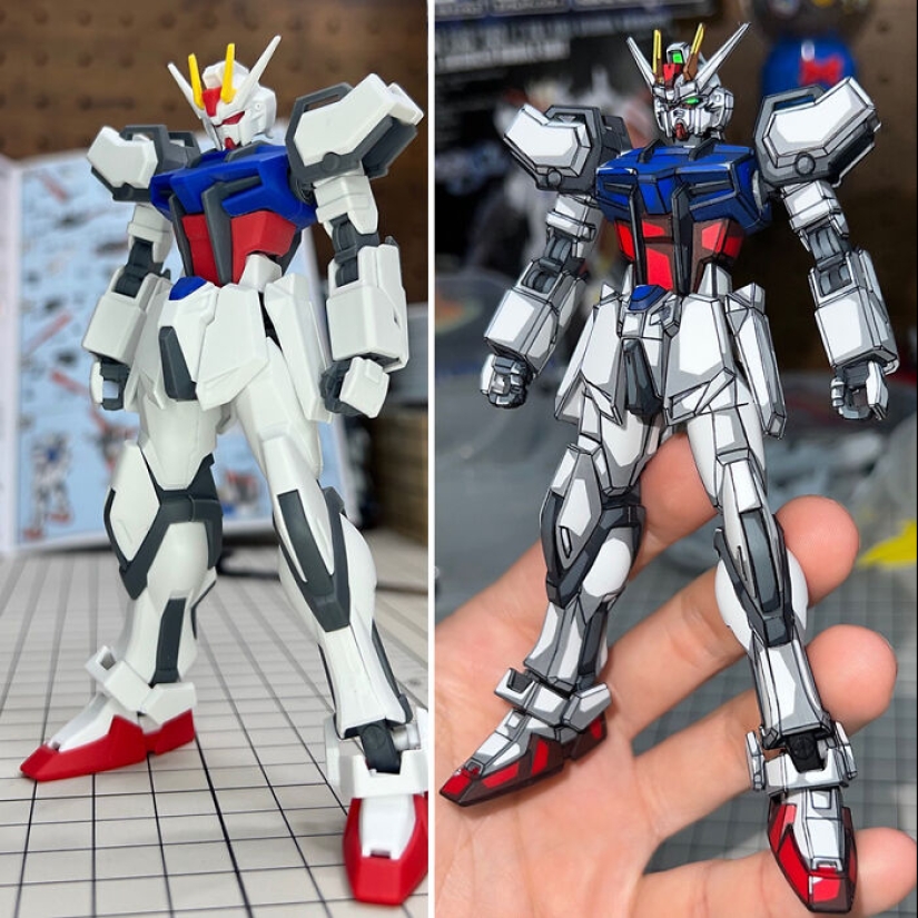 Artist Paints Over Gundam Action Figures To Make Them Look Like They’ve Stepped Straight Out Of An Anime Artist Paints Over Gundam Action Figures To Make Them Look Like They’ve Stepped Straight Out Of An Anime