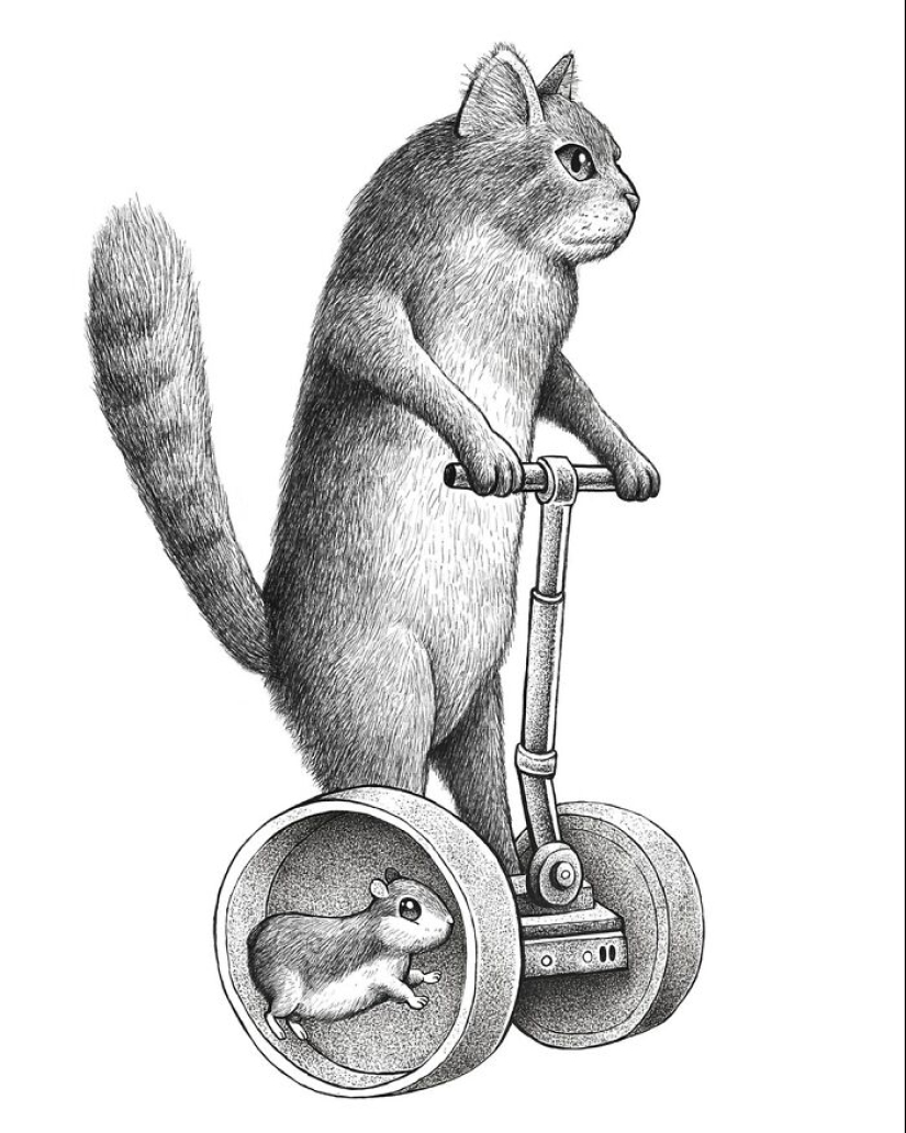 Artista ilustra animales surrealistas de aspecto divertido en un tipo de estilo de enciclopedia científica