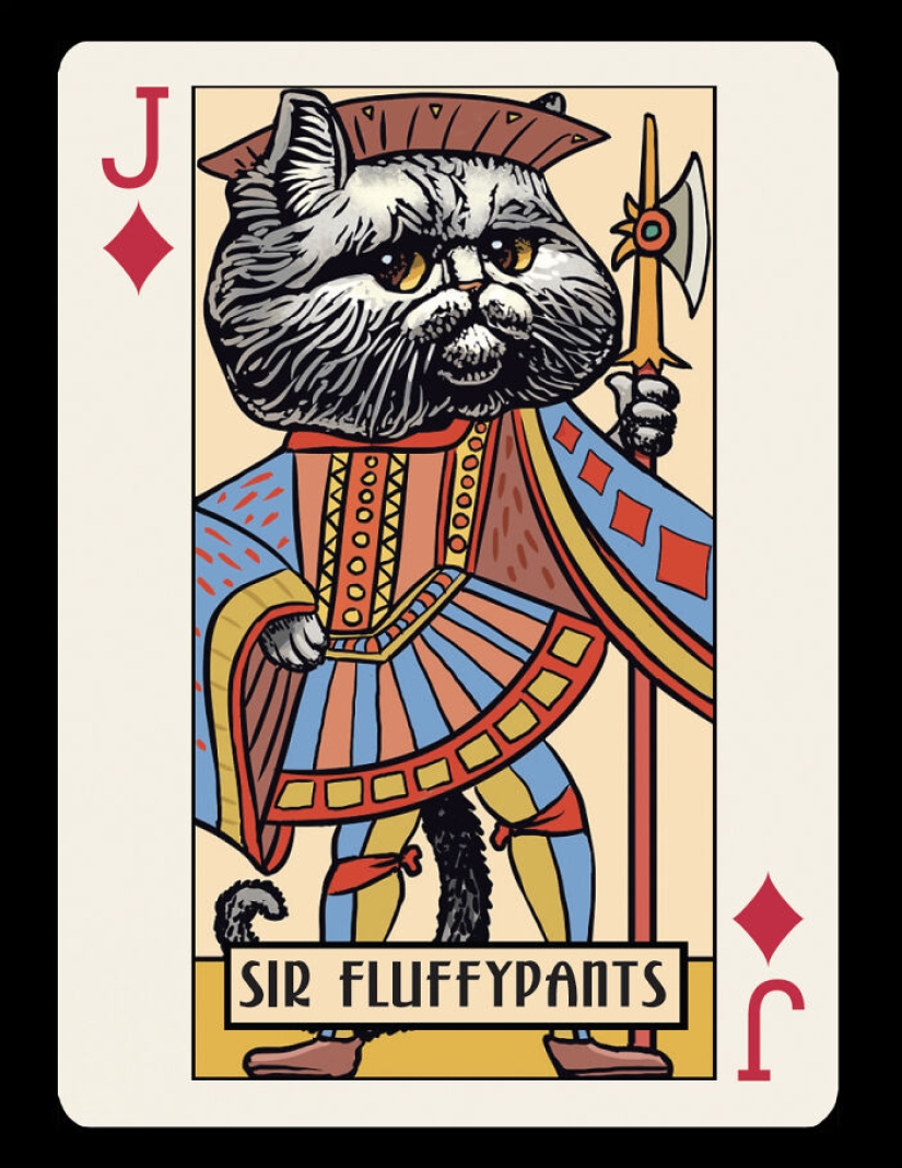 Artista ilustra barajas de cartas inspiradas en personajes famosos o que se hacen pasar por perros o gatos
