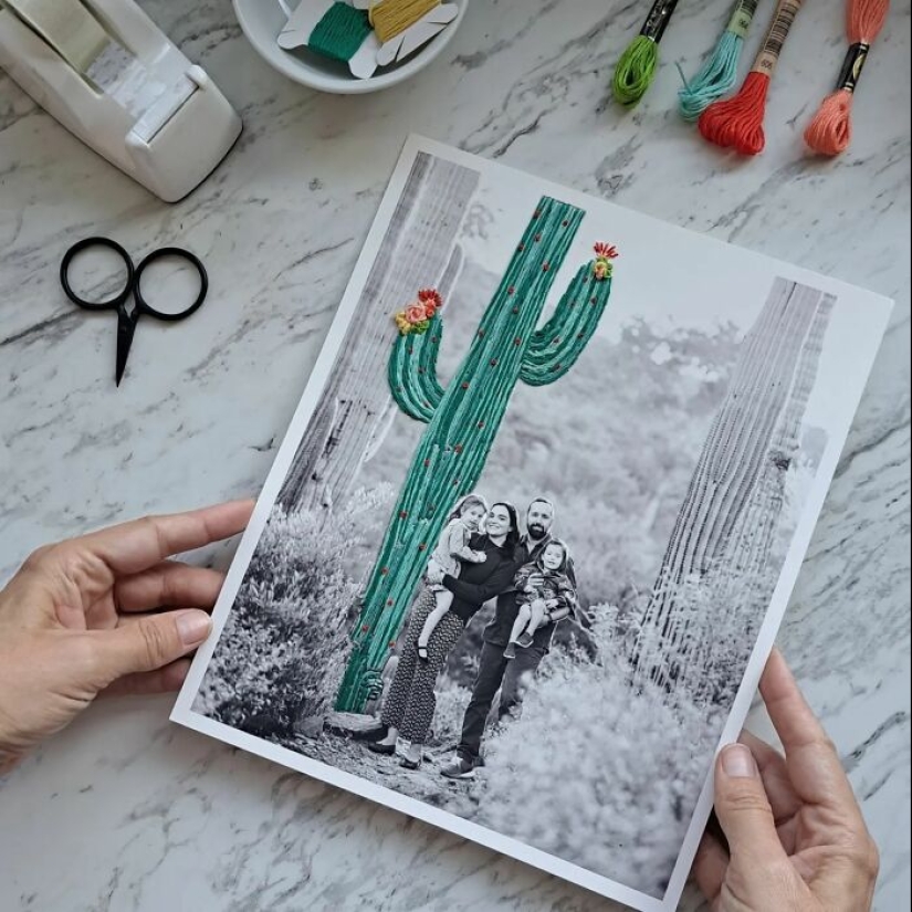 Artista transforma fotografías en vibrantes obras de arte bordándolas
