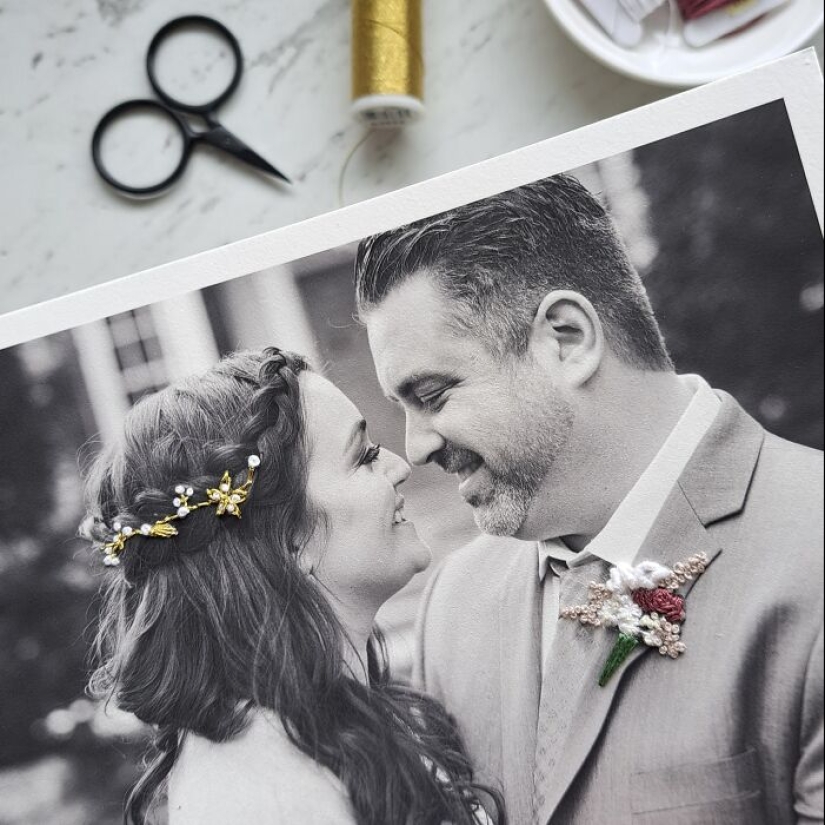 Artista transforma fotografías en vibrantes obras de arte bordándolas