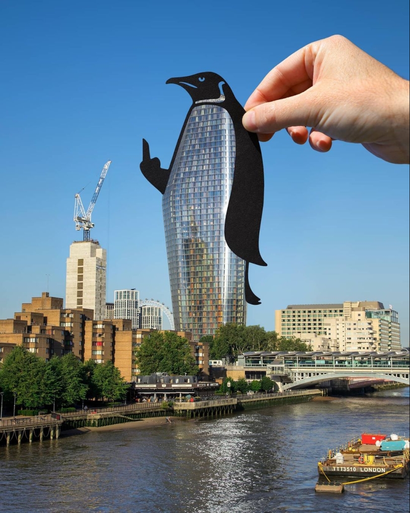 British photographer modifies famous landmarks with paper and scissors British photographer modifies famous landmarks with paper and scissors