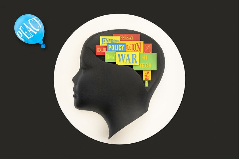 Creé una serie de imágenes que representan temas contemporáneos.