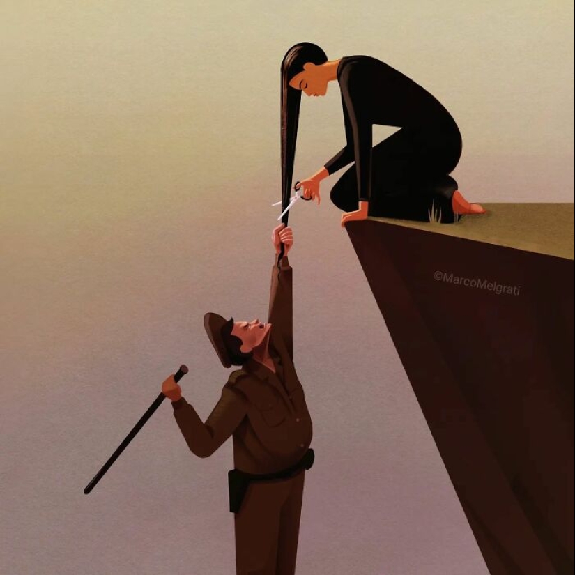 El artista crea ilustraciones sugerentes sobre realidades modernas.